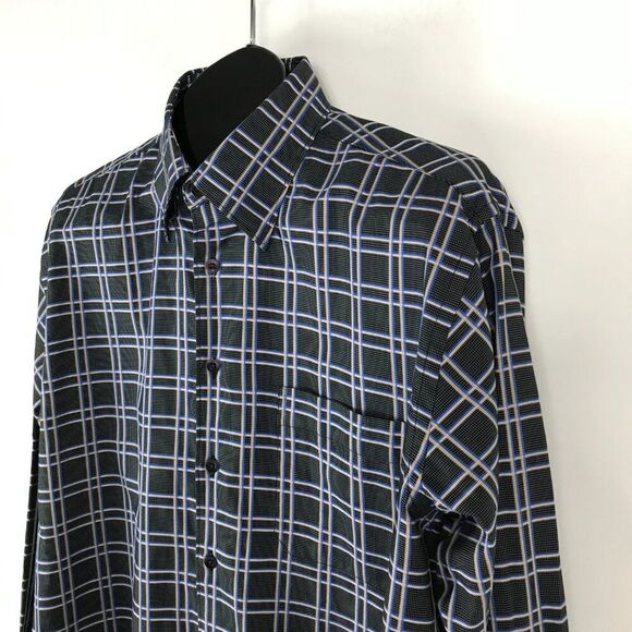 Scott Barber Long Sleeve Button Up Shirt Men's Large Plaid 100% Cotton Casual - Picture 4 of 10